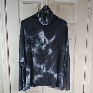 Final Touch Women's Soft Oversized Cloud Wash Tie-Dye Turtleneck Sweater Medium